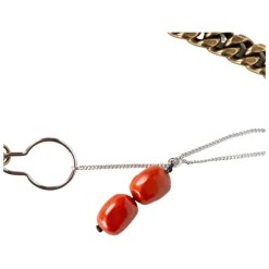 Dark Red Stone Chain Necklace