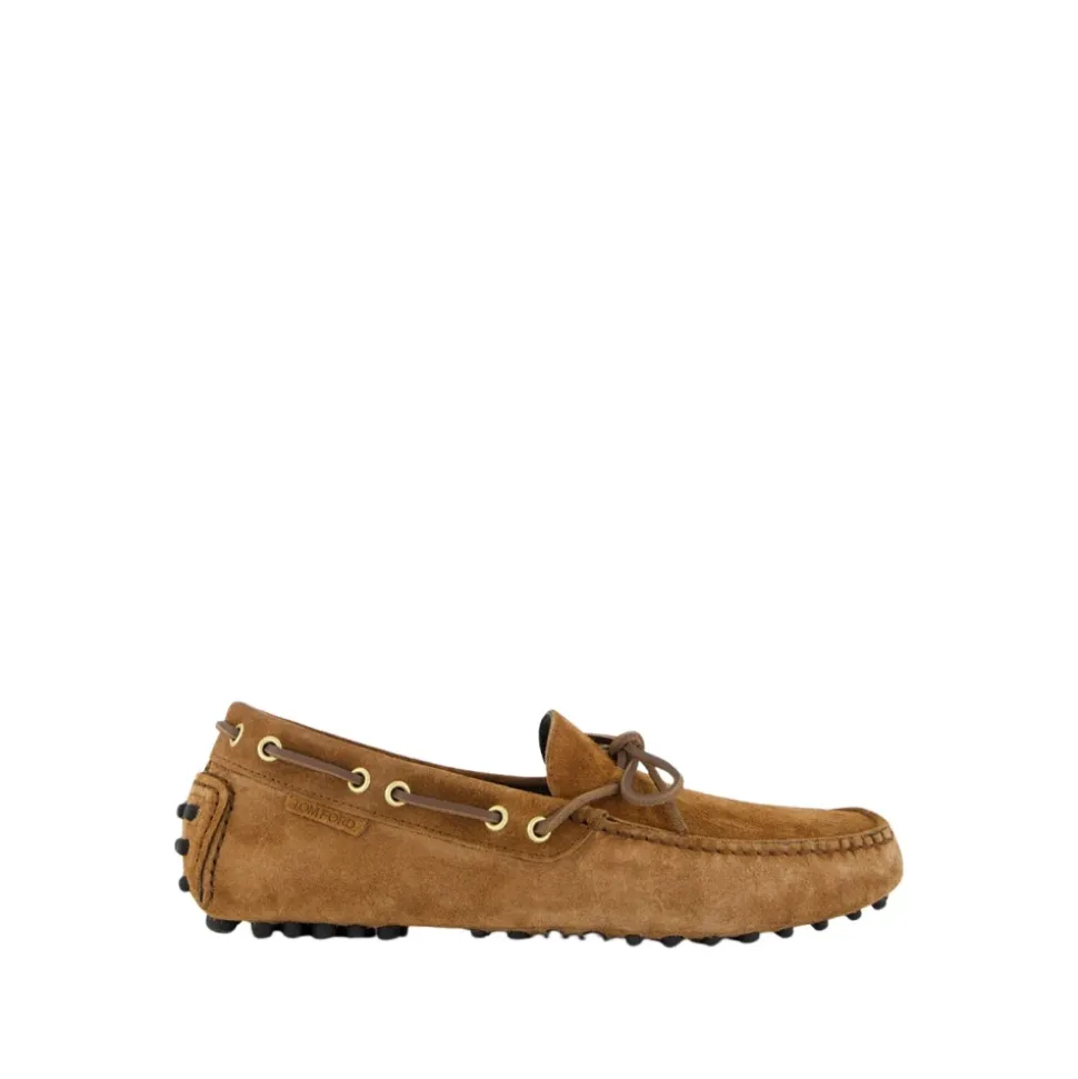 Dark Whiskey Suede Driver Moccasins