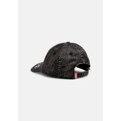 Denim Distressed Cap with Red Label