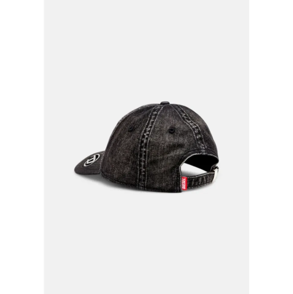Denim Distressed Cap with Red Label