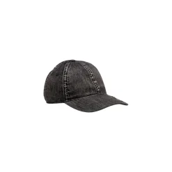 Denim Distressed Cap with Red Label