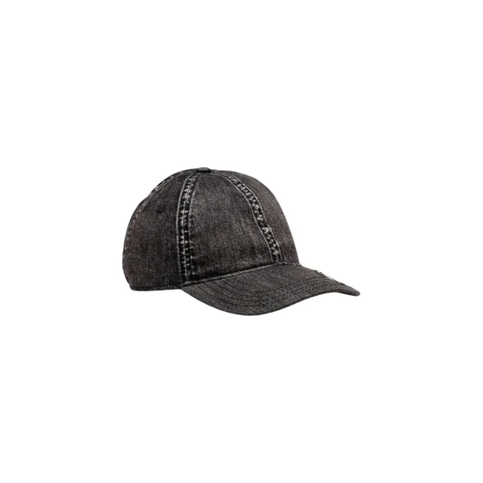 Denim Distressed Cap with Red Label