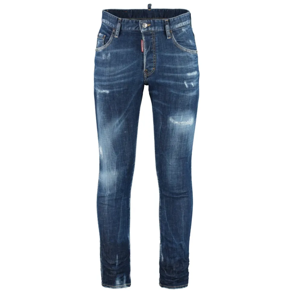 Distressed 5-Pocket Jeans with Metal Details