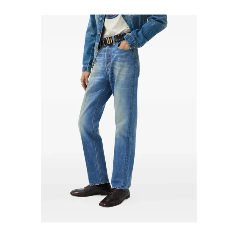 Distressed Straight Jeans