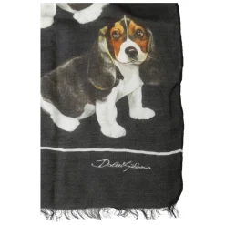 Dog Print Modal Wool Wrap Foulard
