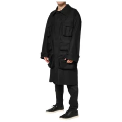 Dolce & Gabbana Black Pockets Collared Trench Coat Jacket