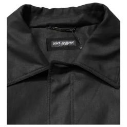 Dolce & Gabbana Black Pockets Collared Trench Coat Jacket
