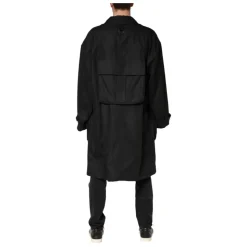 Dolce & Gabbana Black Pockets Collared Trench Coat Jacket
