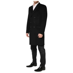 Dolce & Gabbana Black Wool Double Breasted TrenchCoat Jacket
