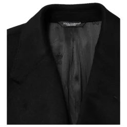 Dolce & Gabbana Black Wool Double Breasted TrenchCoat Jacket