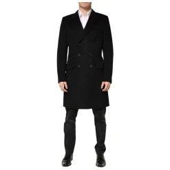 Dolce & Gabbana Black Wool Double Breasted TrenchCoat Jacket