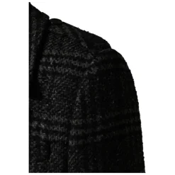 Dolce & Gabbana Grey Double Breasted Plaid Wool Coat Jacket
