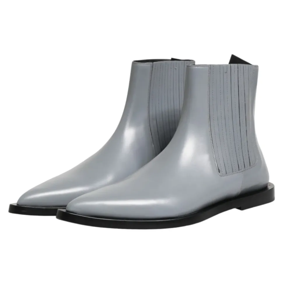 Dolce & Gabbana Light Gray Chelsea Short Ankle Boots Shoes