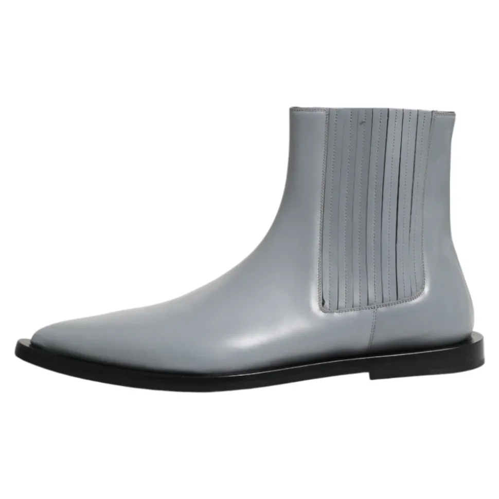 Dolce & Gabbana Light Gray Chelsea Short Ankle Boots Shoes