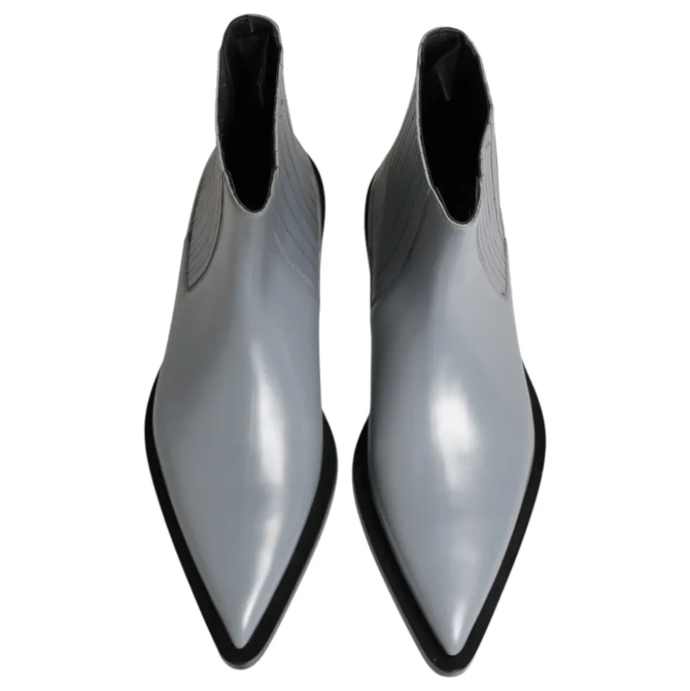 Dolce & Gabbana Light Gray Chelsea Short Ankle Boots Shoes