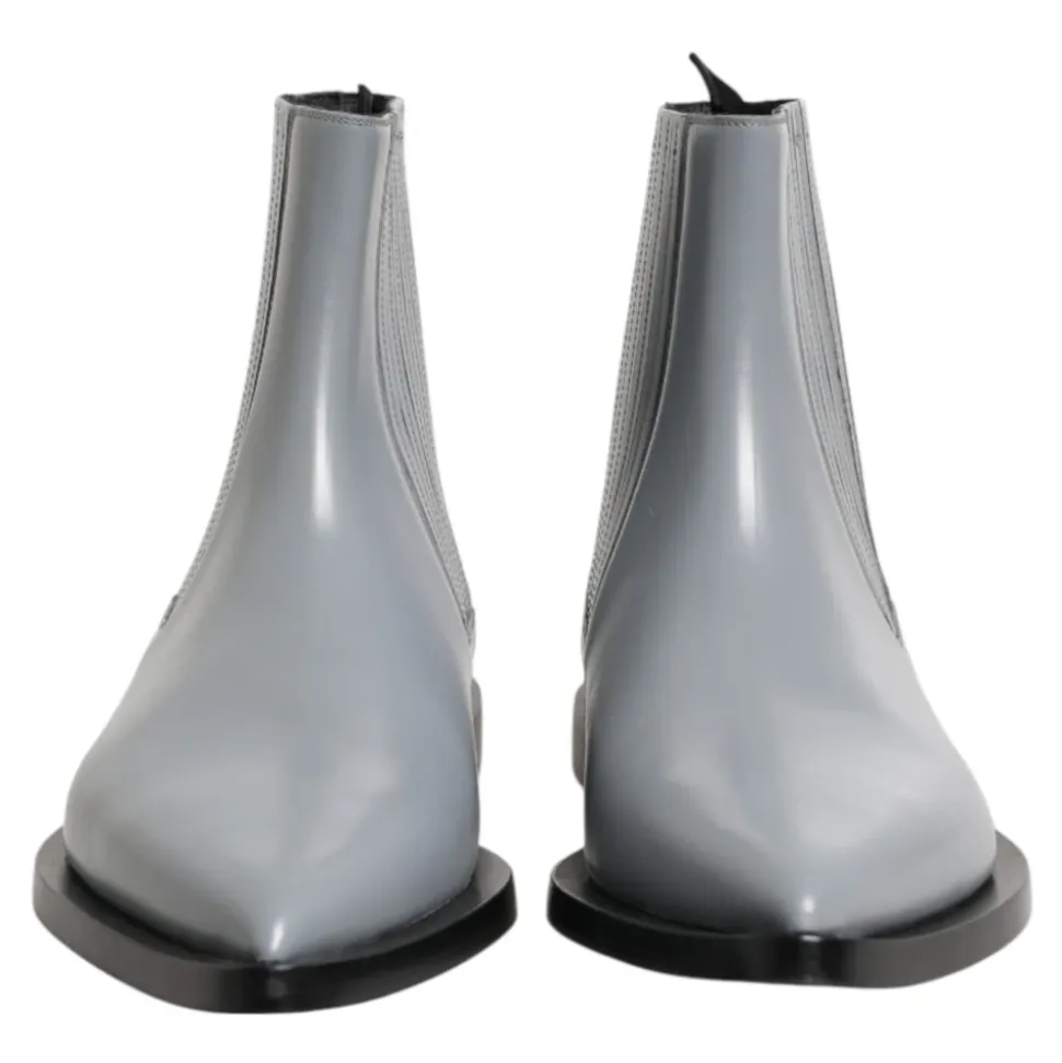 Dolce & Gabbana Light Gray Chelsea Short Ankle Boots Shoes