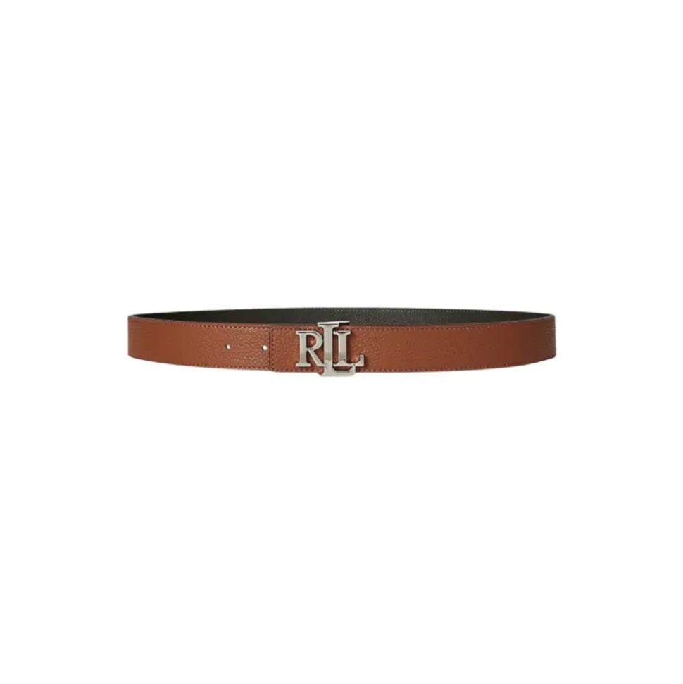 Double-face hammered leather belt with logo