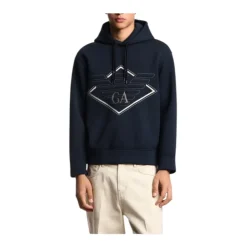Double-jersey Hooded Sweatshirt with Oversized Eagle Embroidery