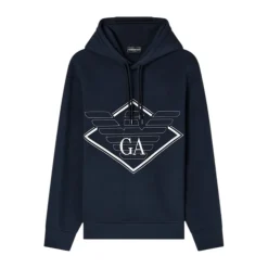 Double-jersey Hooded Sweatshirt with Oversized Eagle Embroidery
