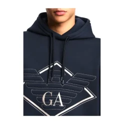 Double-jersey Hooded Sweatshirt with Oversized Eagle Embroidery