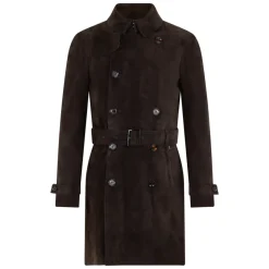 Elegant Fitted Leather Trench Coat