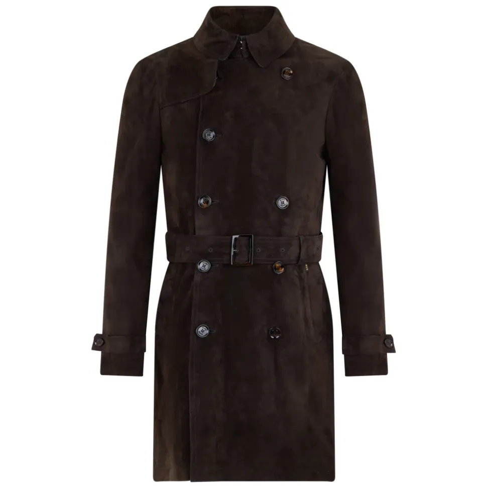 Elegant Fitted Leather Trench Coat