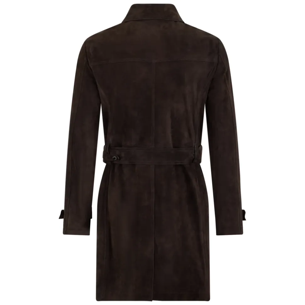 Elegant Fitted Leather Trench Coat