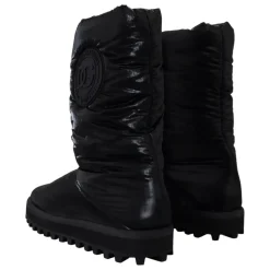 Elegant Mid-Calf Boots in Black Polyester