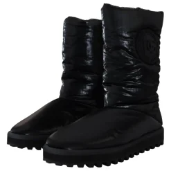 Elegant Mid-Calf Boots in Black Polyester