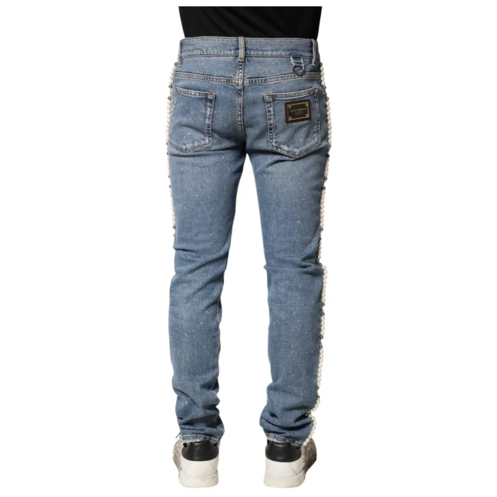 Embellished Cotton Skinny Jeans