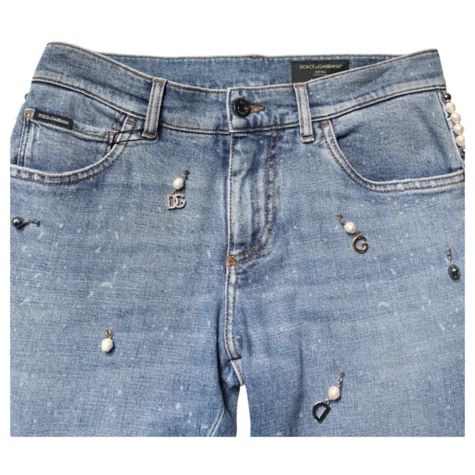 Embellished Cotton Skinny Jeans