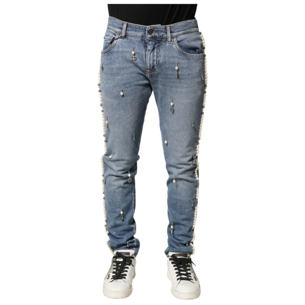 Embellished Cotton Skinny Jeans