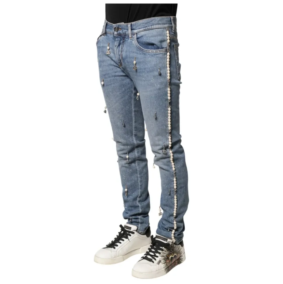 Embellished Cotton Skinny Jeans
