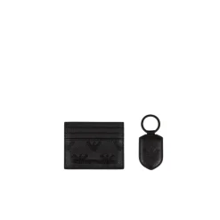 Embossed Eagle Leather Cardholder and Keychain Set