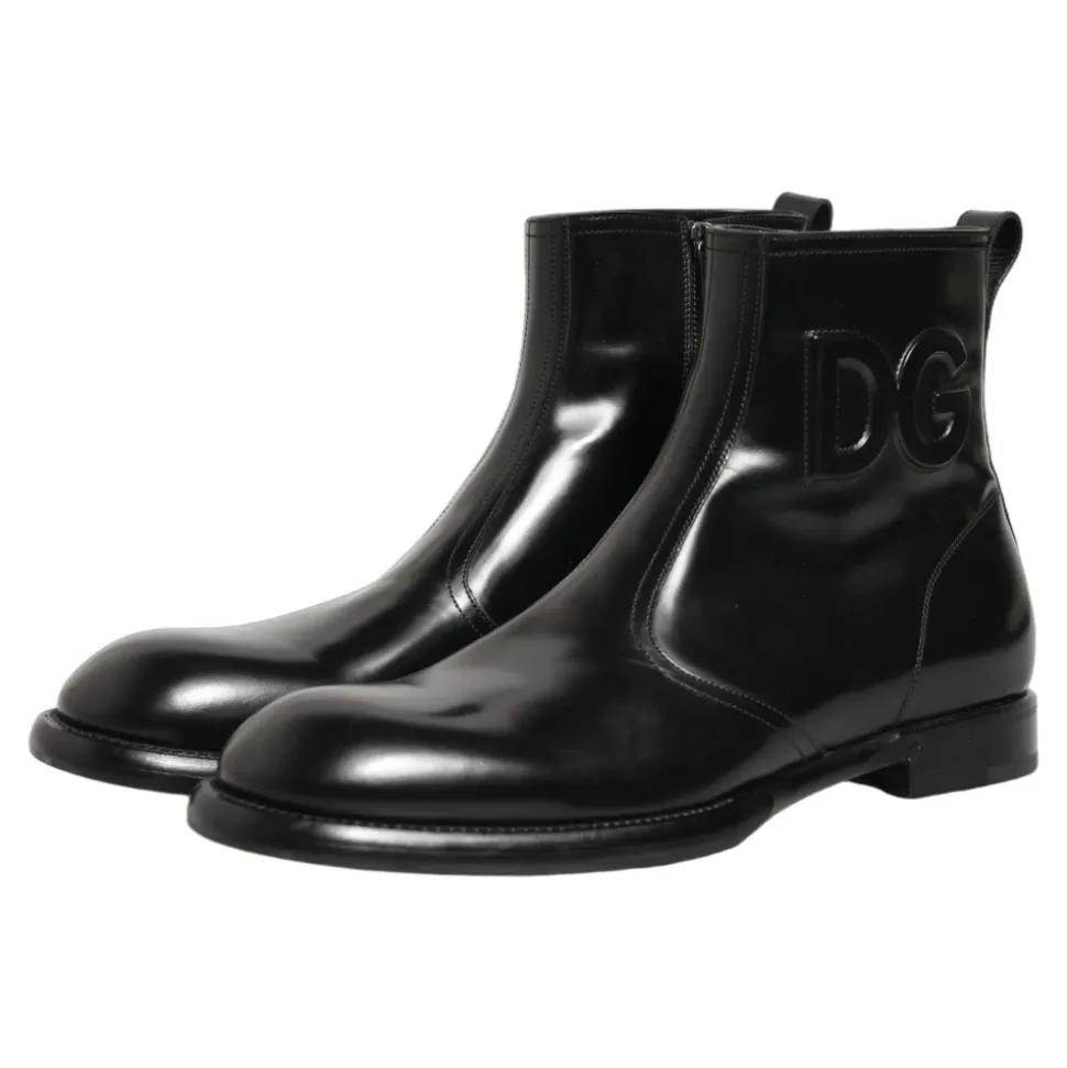 Embossed Logo Ankle Boots