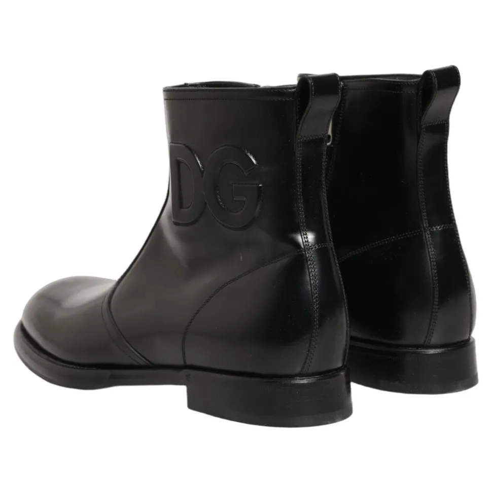 Embossed Logo Ankle Boots