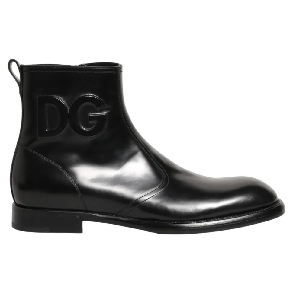 Embossed Logo Ankle Boots
