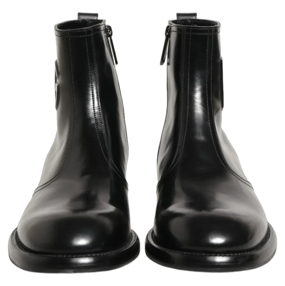 Embossed Logo Ankle Boots