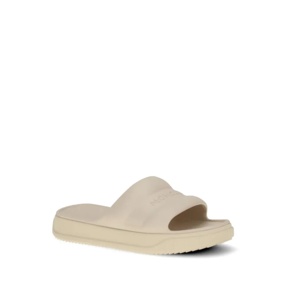 Embossed Logo Open Toe Slip-On