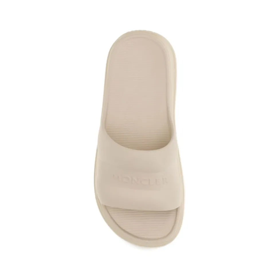 Embossed Logo Open Toe Slip-On