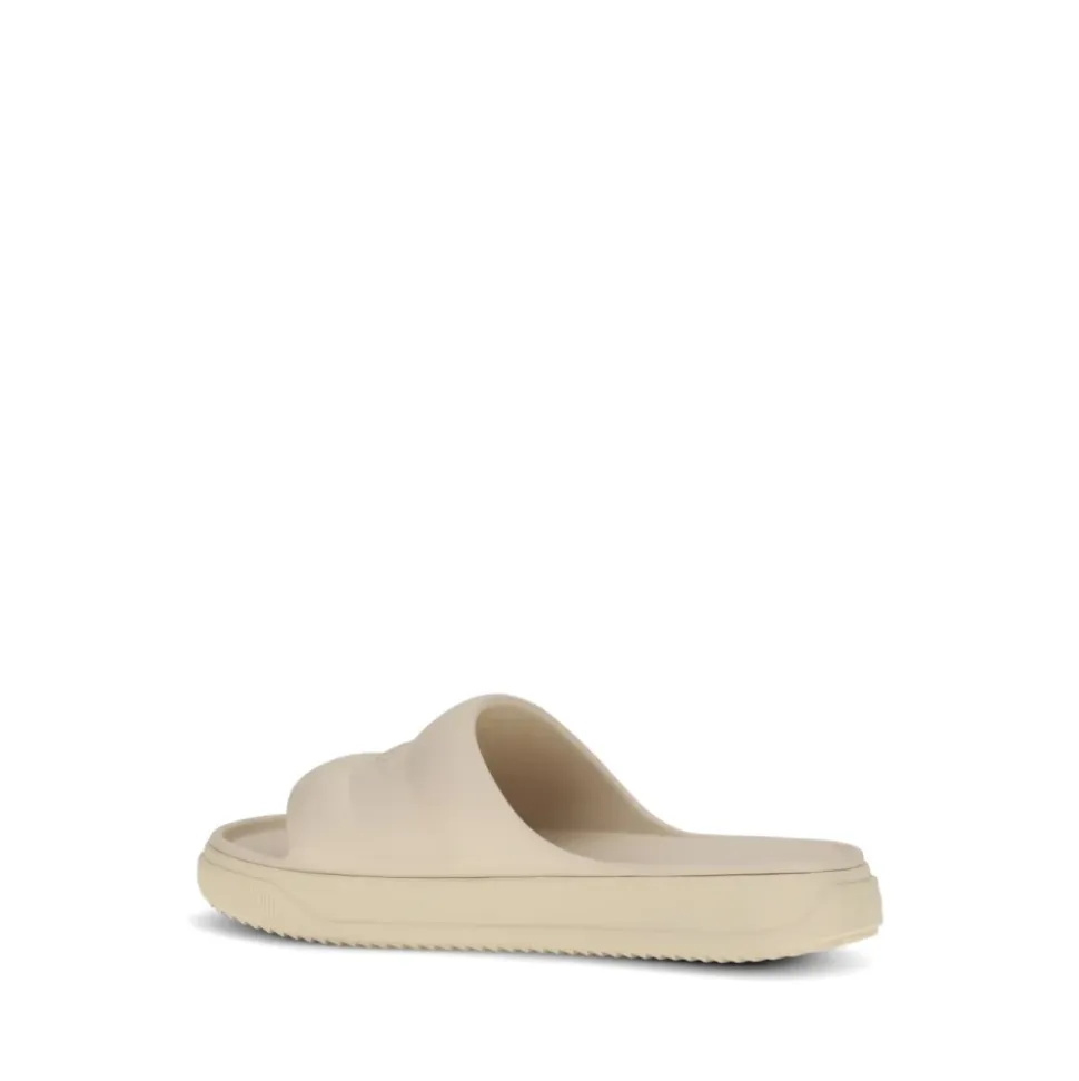 Embossed Logo Open Toe Slip-On