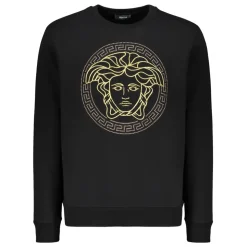 Embroidered Cotton Sweatshirt with Ribbed Edges