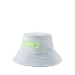 Embroidered Logo Bucket Hat - Versace - Denim - Blue