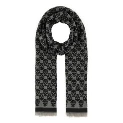 Embroidered Wool Blend Foulard Scarf