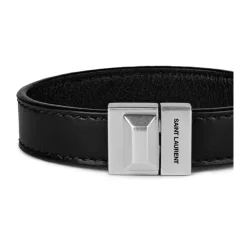Engraved Logo Leather Bracelet