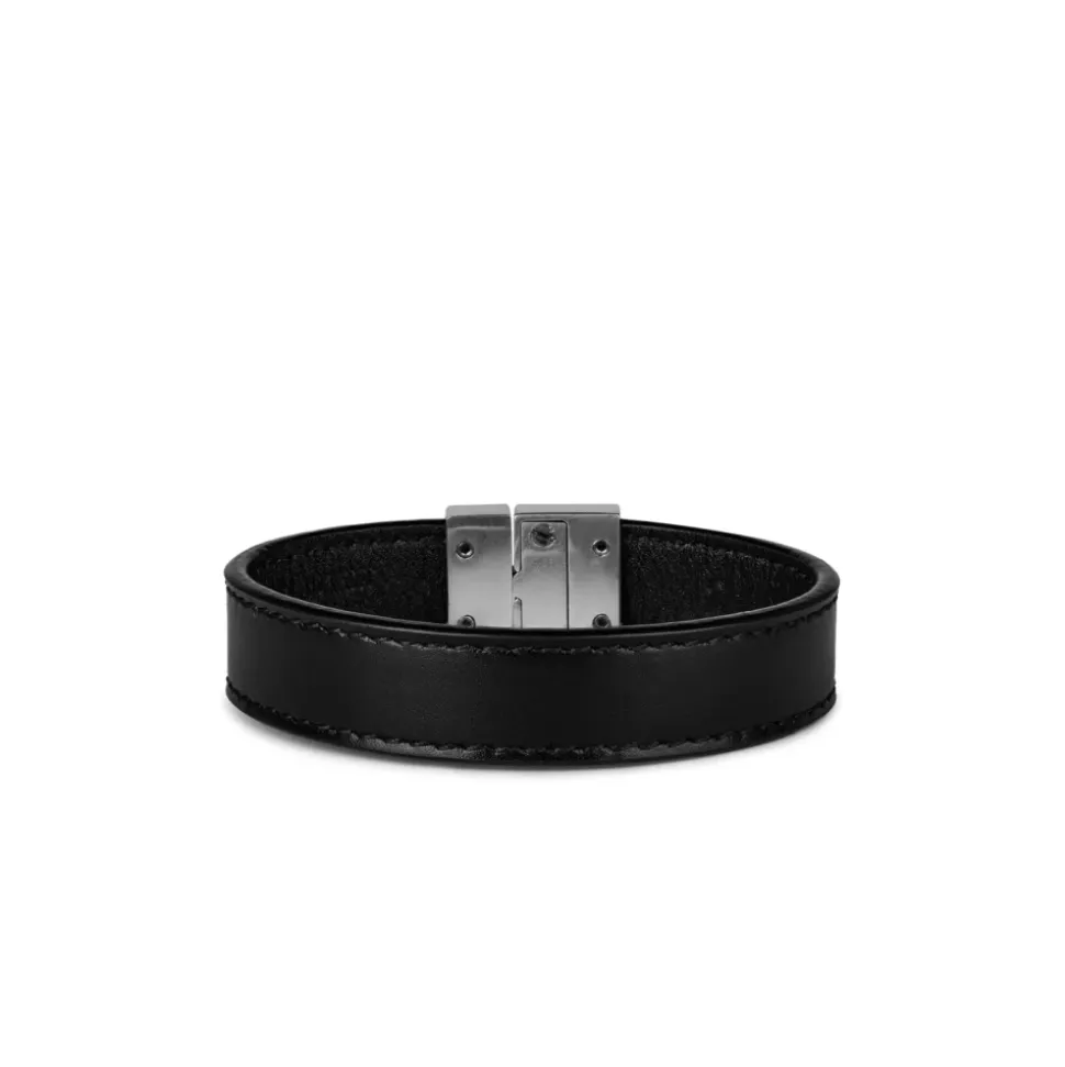 Engraved Logo Leather Bracelet