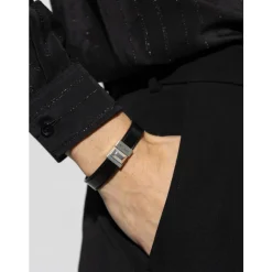 Engraved Logo Leather Bracelet