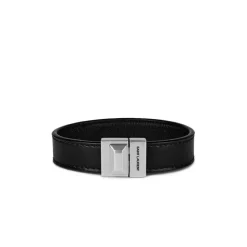 Engraved Logo Leather Bracelet