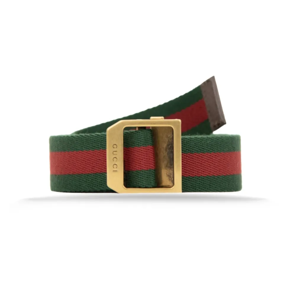 Fabric Belt with Leather Details