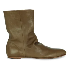 Flat Green Khaki Ankle Boots